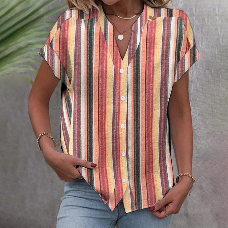 Casual short sleeve striped top