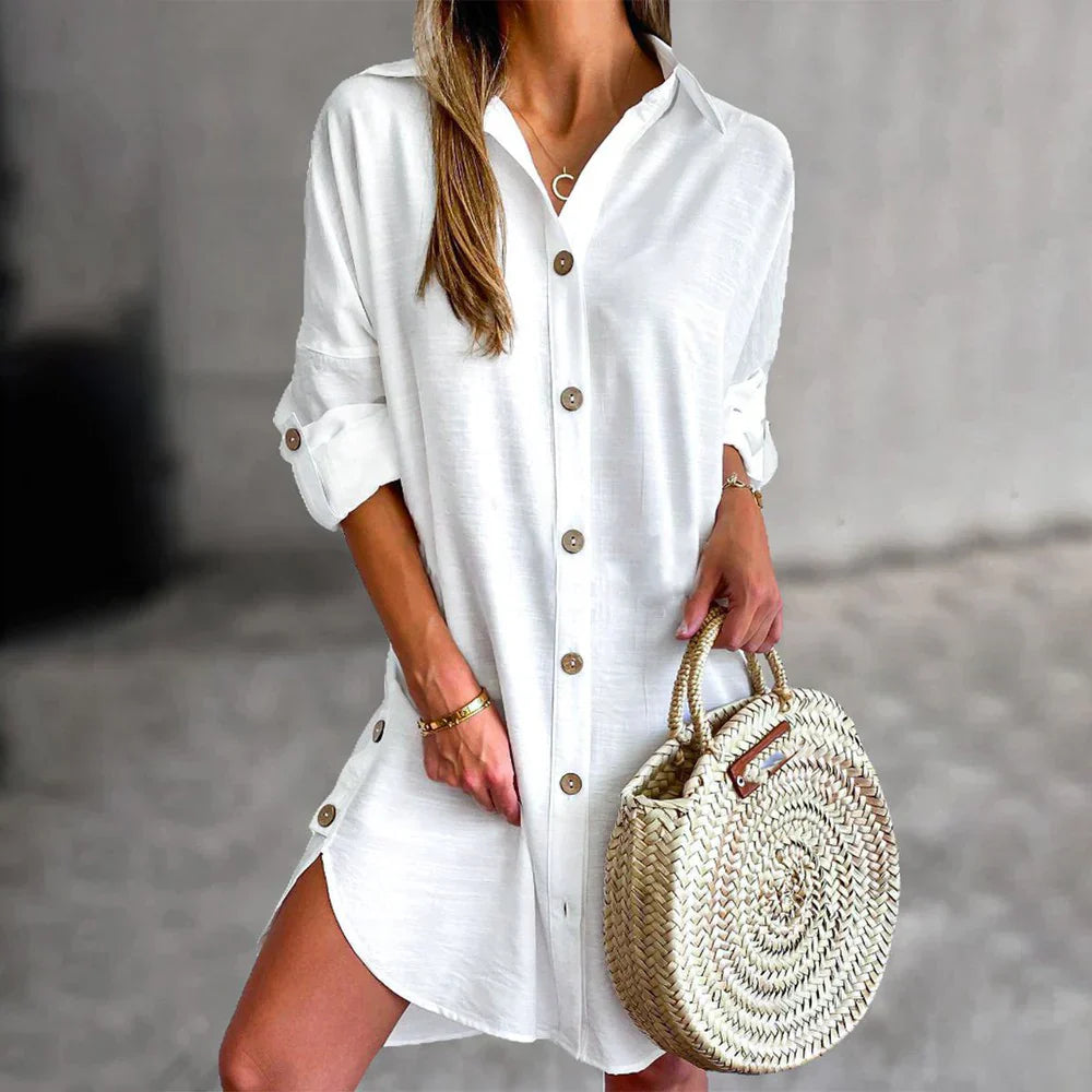 Shirt dress Beach pearl linen