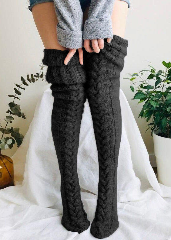 Soft, warm, thigh high socks black