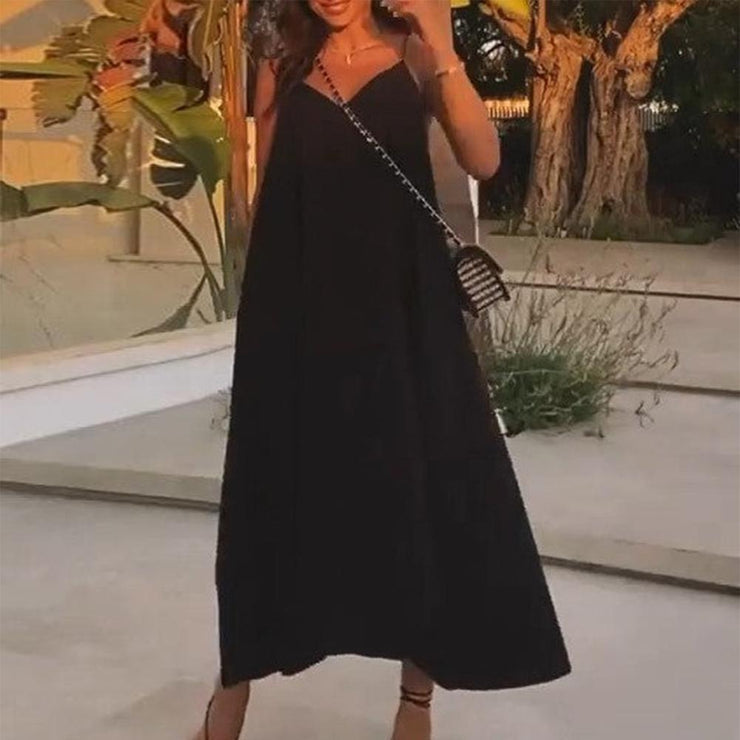 Black sleeveless monochrome maxi dress