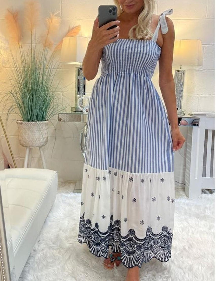 Basic sleeveless striped maxi dress