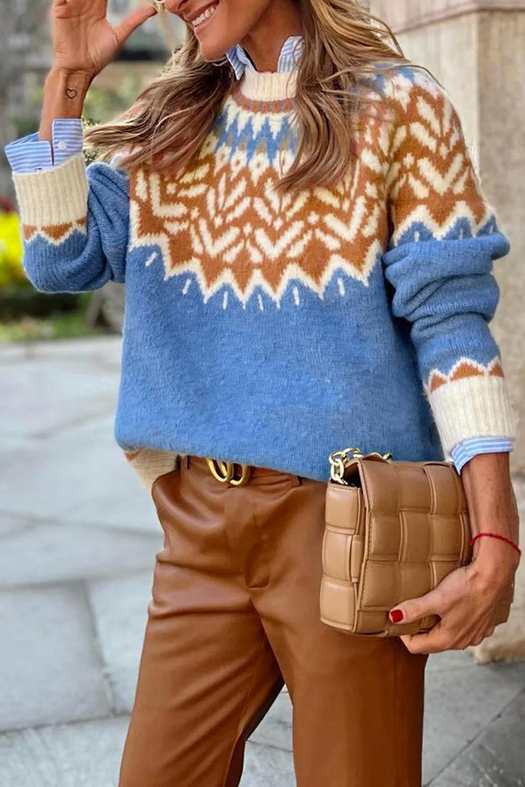 Elegant printed sweater with long sleeves