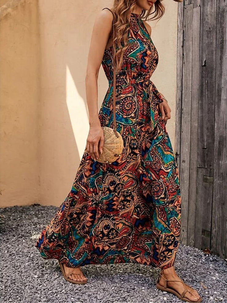 Special print halter maxi dress