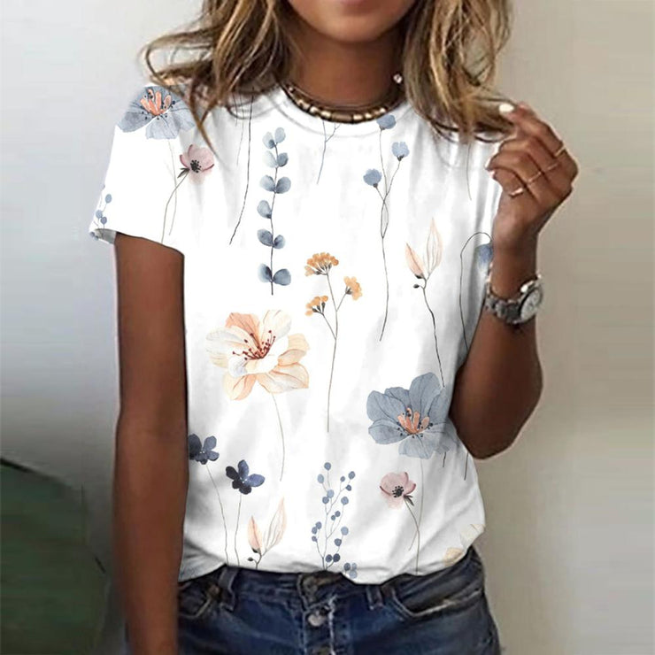 Romantic short sleeve top with floral print