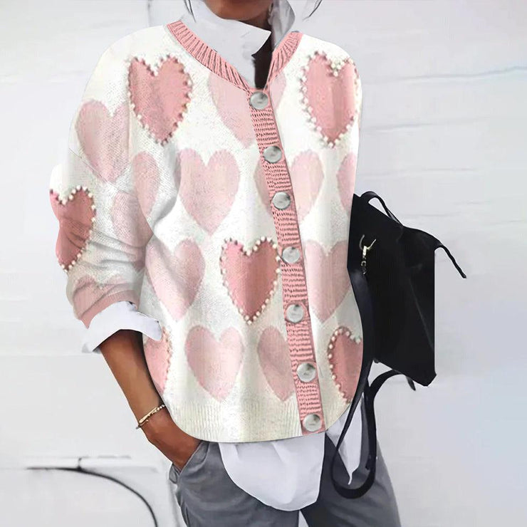 Pink printed long sleeve sweater