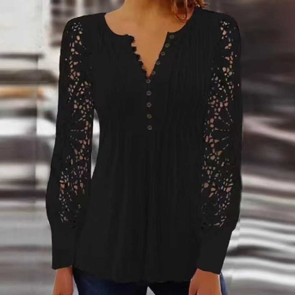 Elegant long sleeve plain black top