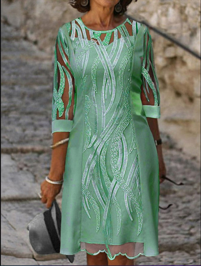 Whispers Midi Dress with Magic Look, Special Sleeves and Lace