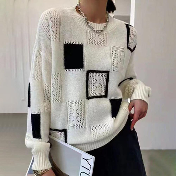 Stylish print crew neck sweater