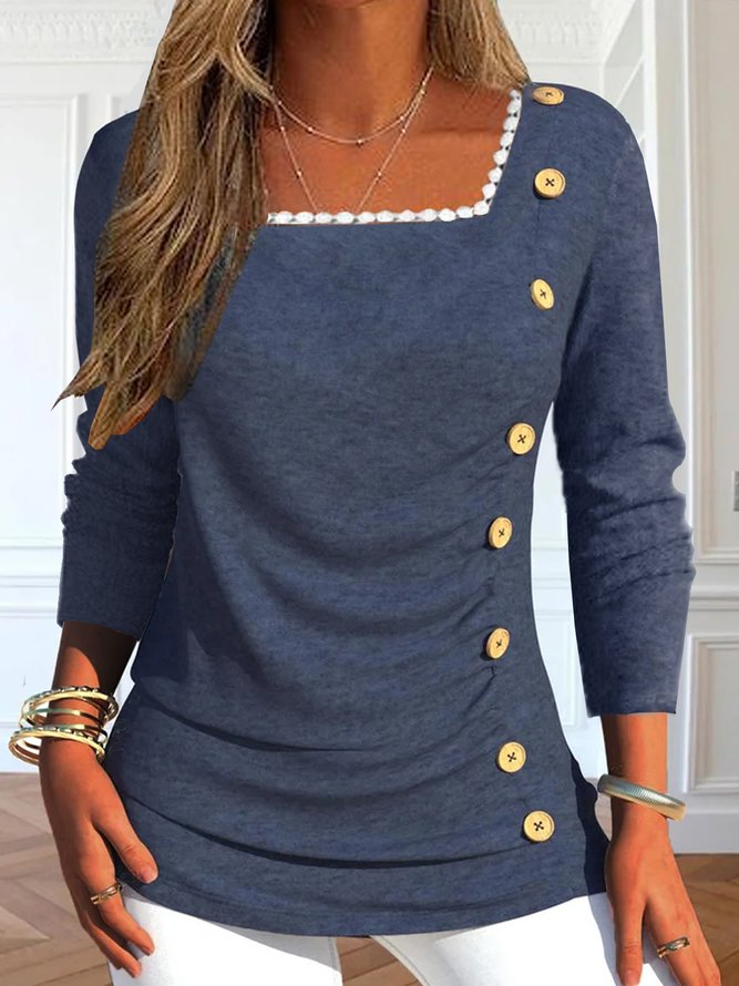 Comfortable long sleeve top with square neckline