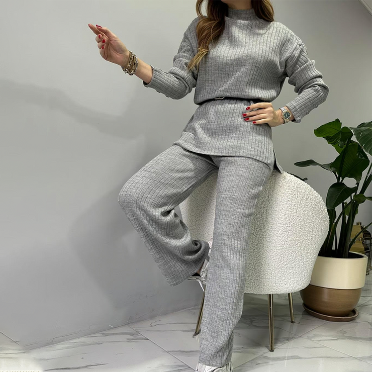 Grey long sleeve two-piece set