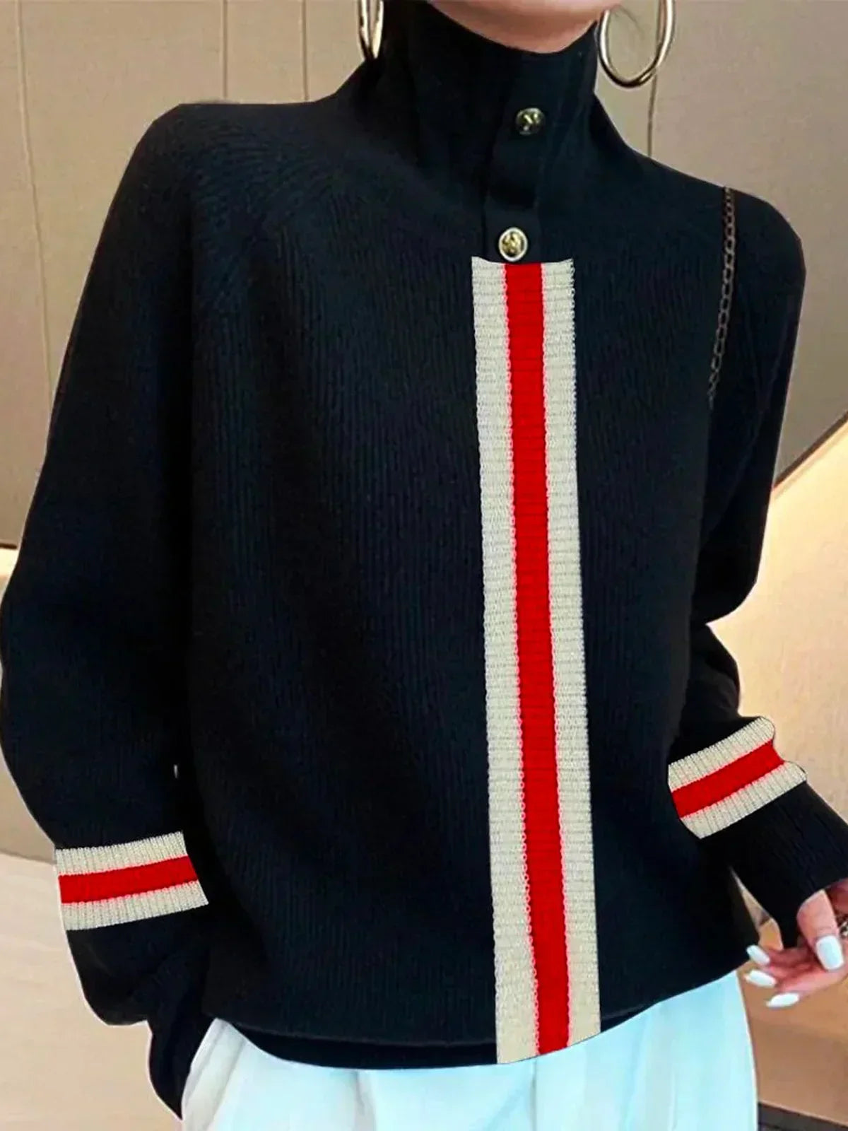 Turtleneck sweater Urban Color Block Long Sleeve Sweater