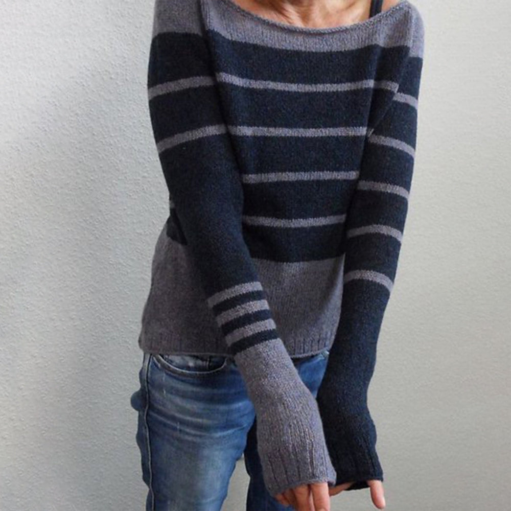 Blue striped crew neck sweater