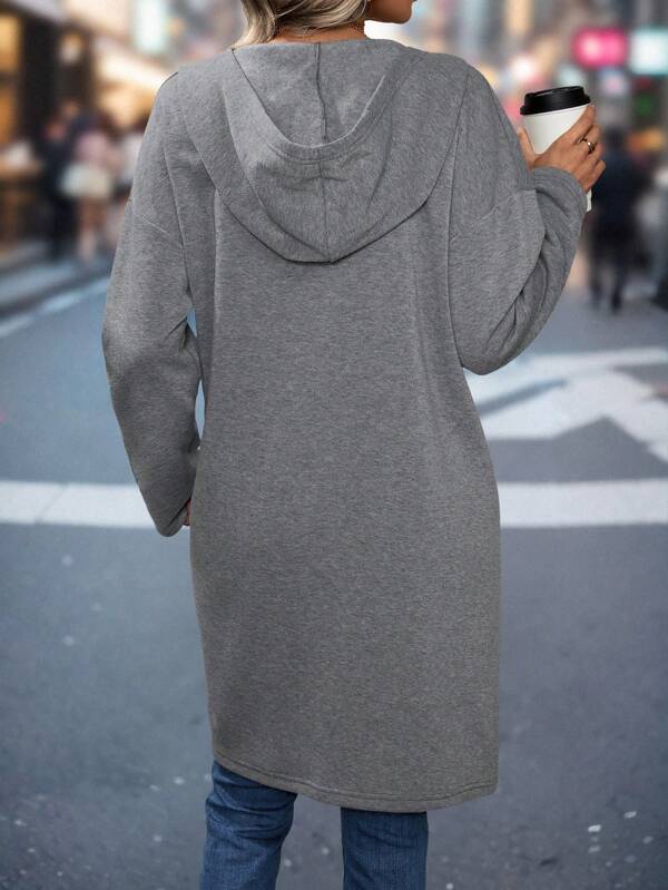 Grey solid color hoodie Outerwear