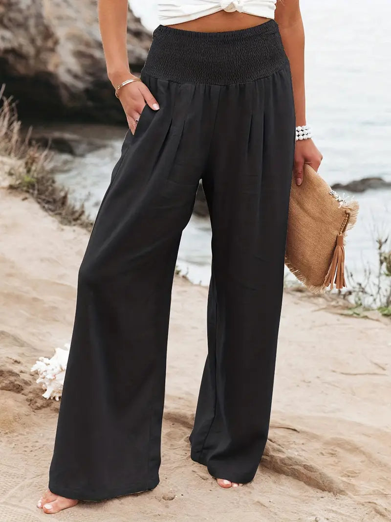 Black Elegant Casual Beach Palazzo Pants