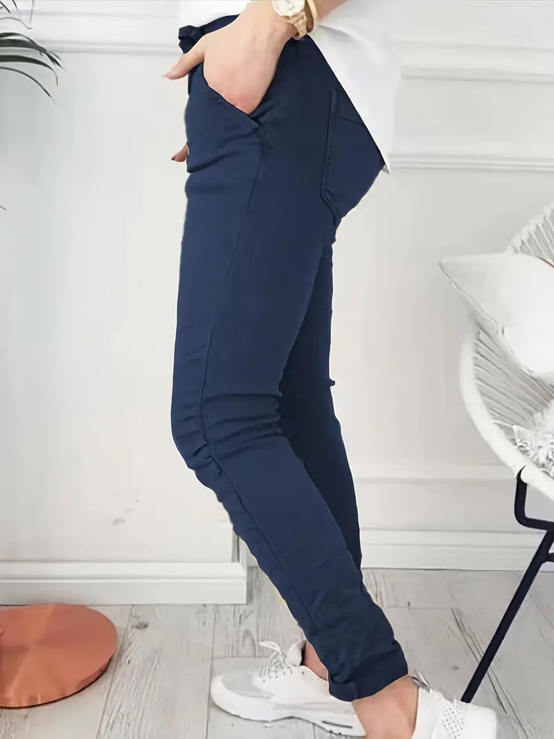 Navy Smart Casual Lace-up Comfort Pants