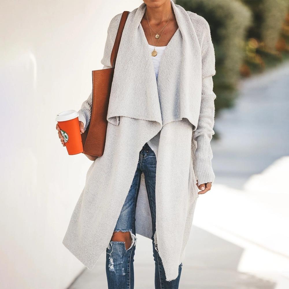 Solid color long sleeve cardigan