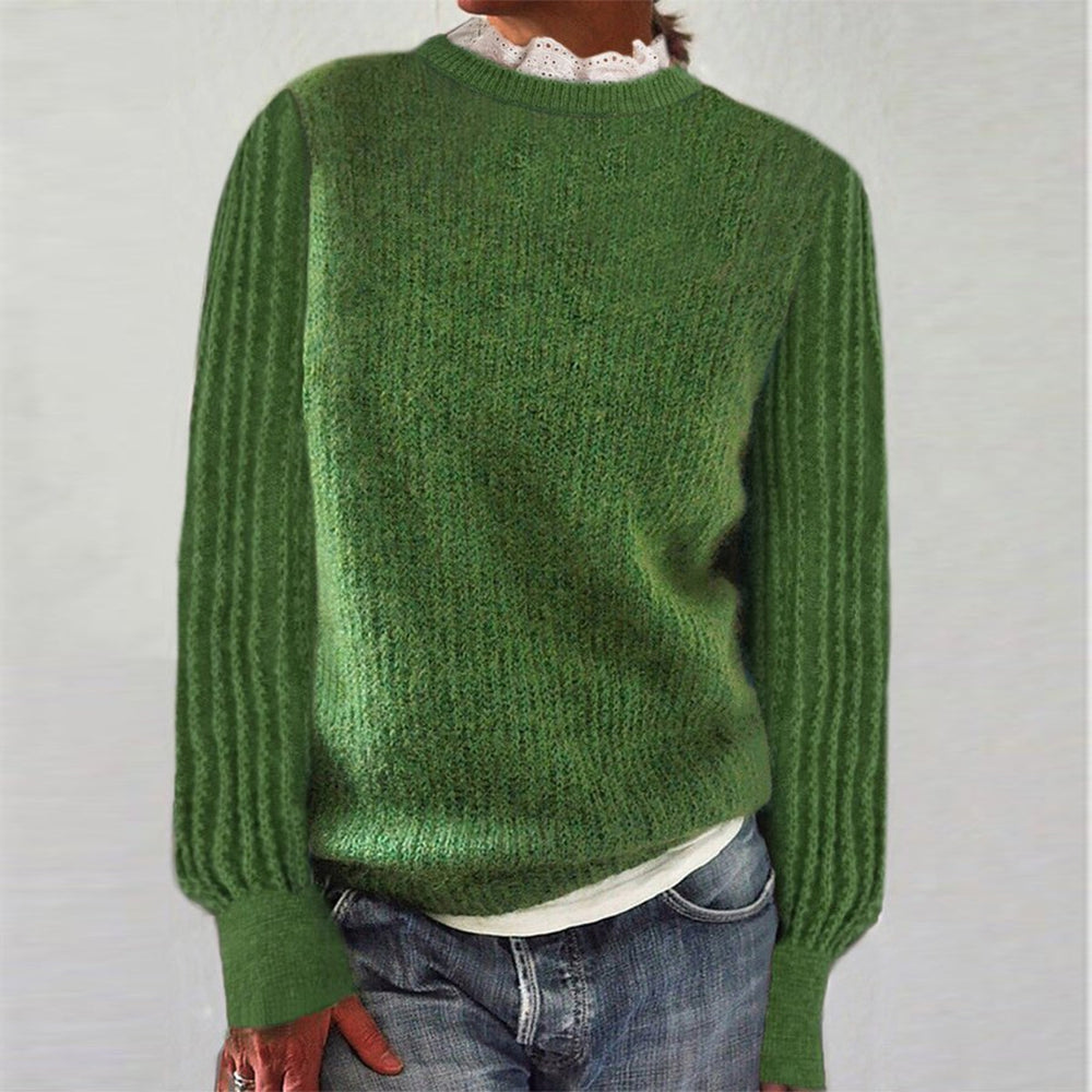 Green long sleeve sweater with round neck