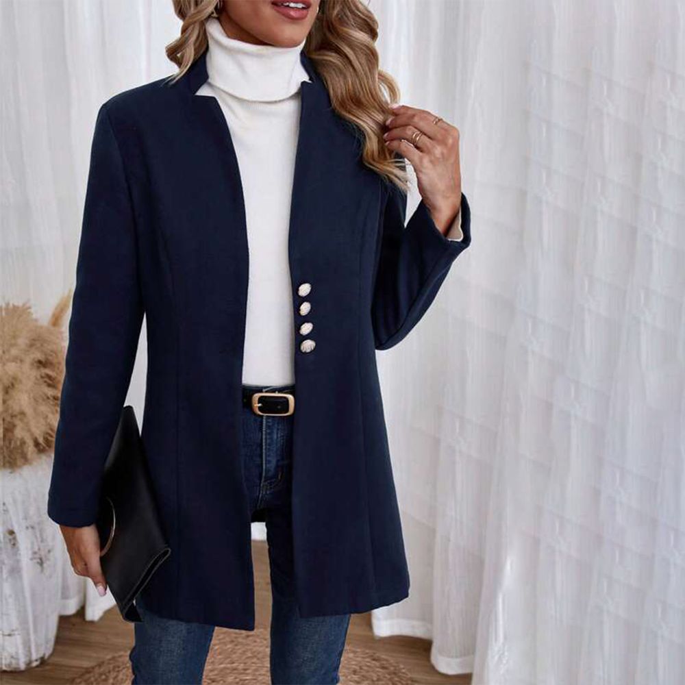 Navy blue long sleeve monochrome outerwear