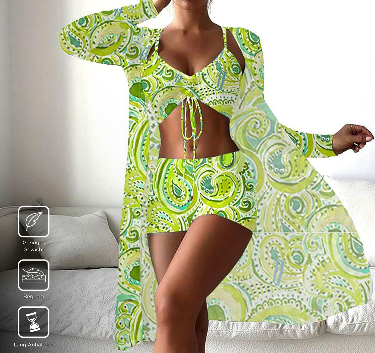 Fresh green print swimwear