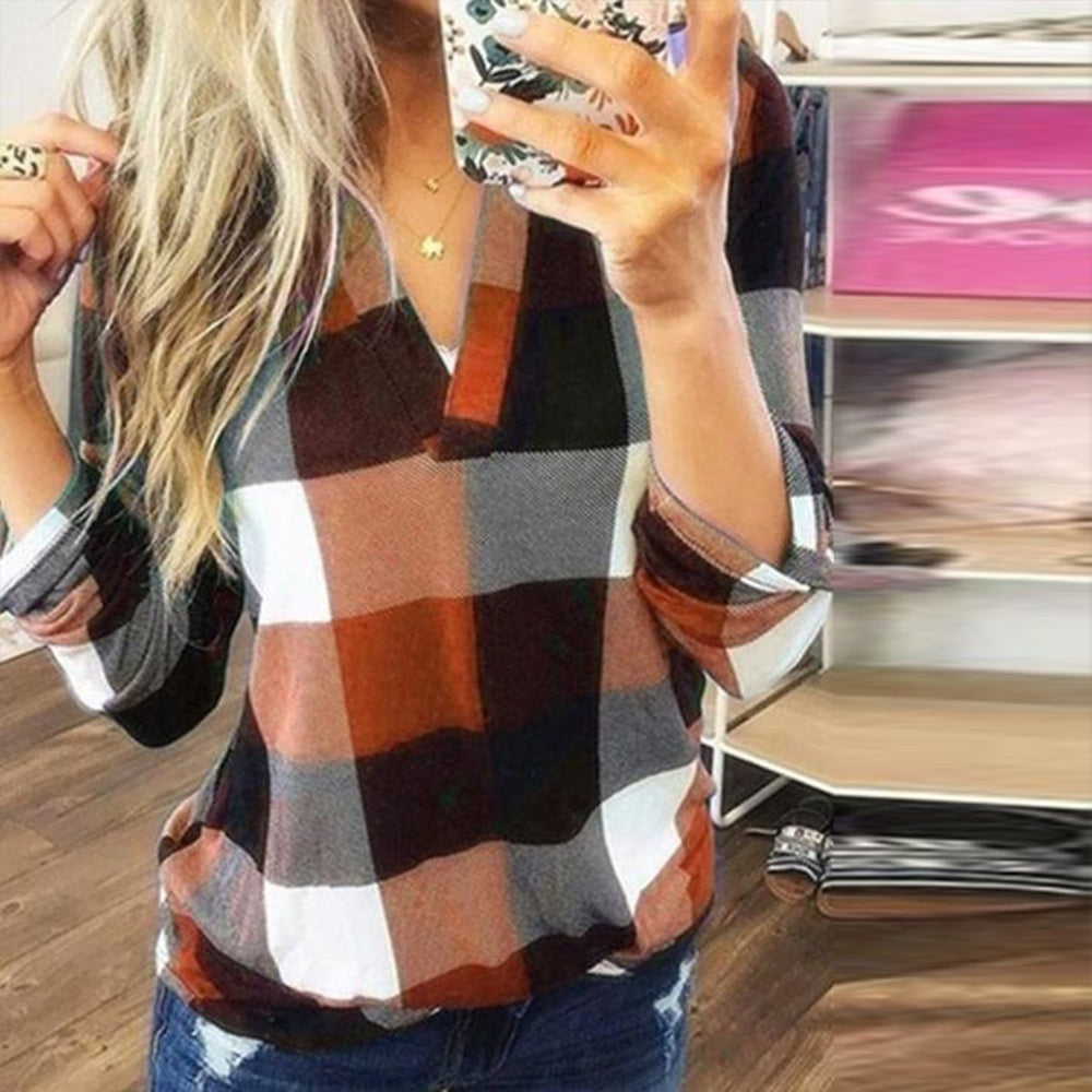 Striking checkered long sleeve top