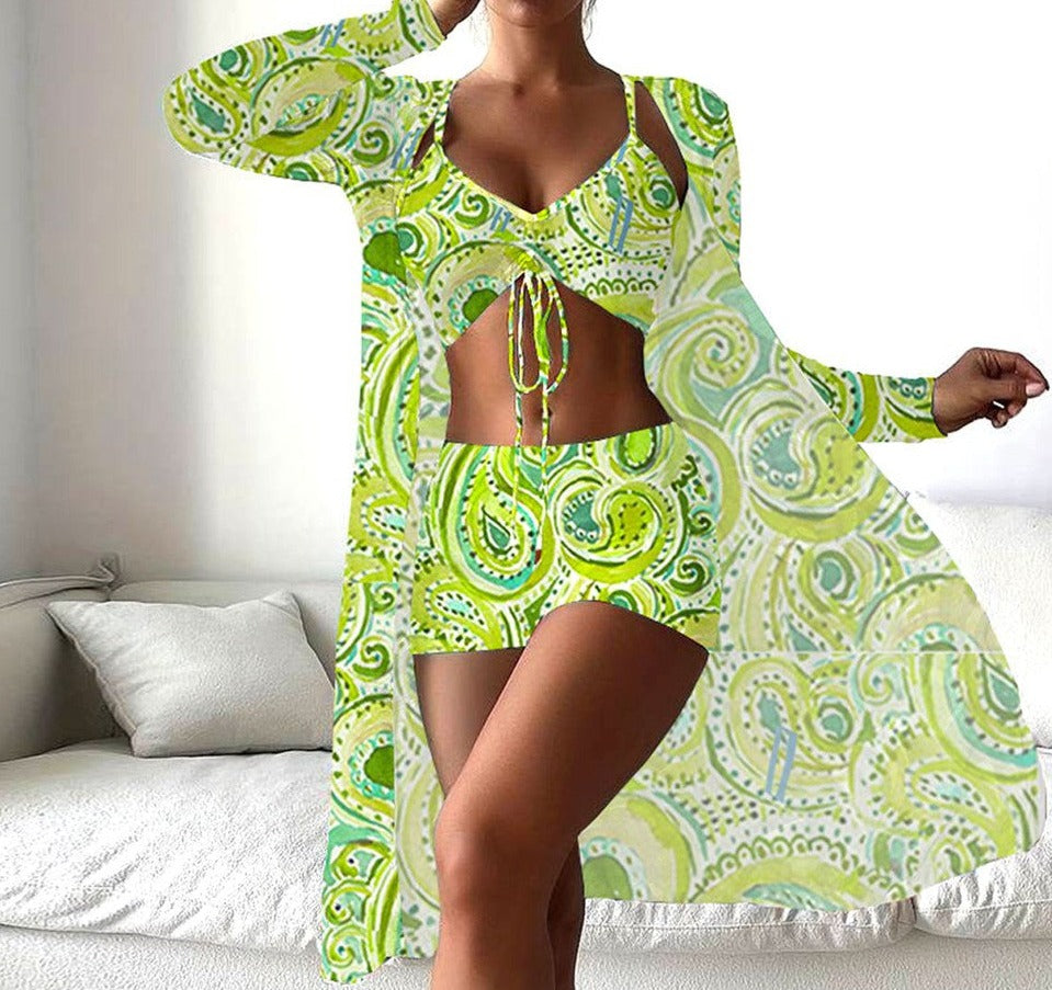 Fresh green print swimwear