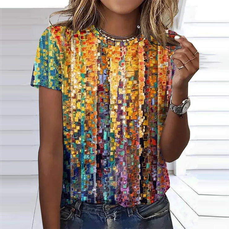 Chic multicolor top with short sleeves