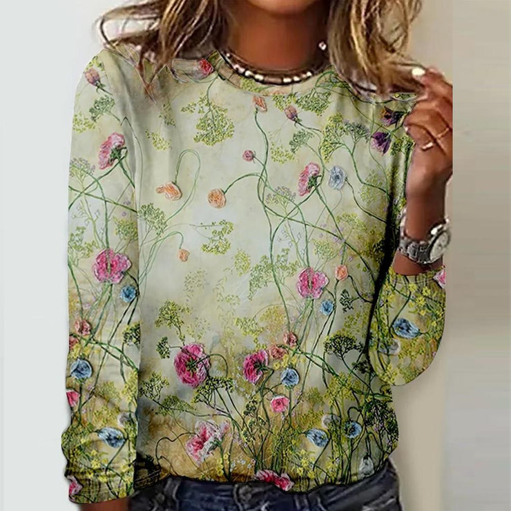 Fresh long sleeve print top