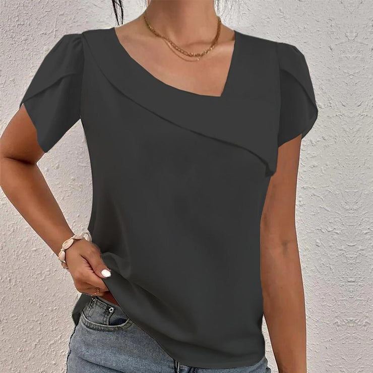 Elegant short sleeve monochrome top