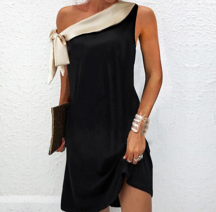 Chic Sleeveless Color Block Mini Dress