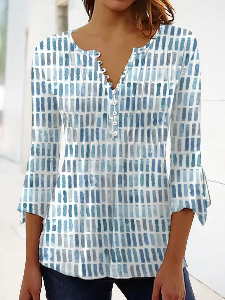 Watercolor Blue and White ? Sleeves Tunic Top