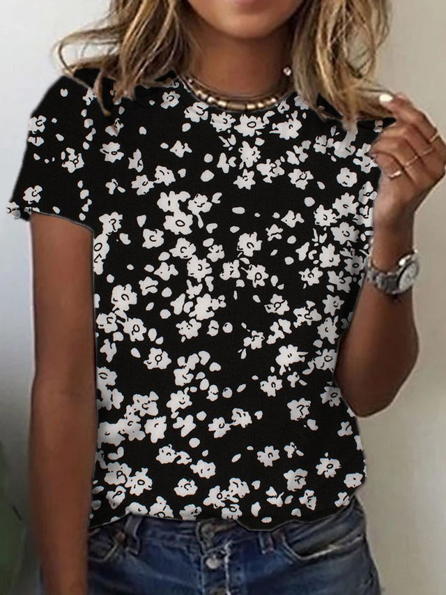 Elegant short sleeve top with floral print