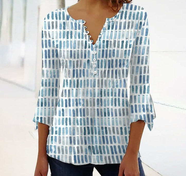 Watercolor Blue and White ? Sleeves Tunic Top