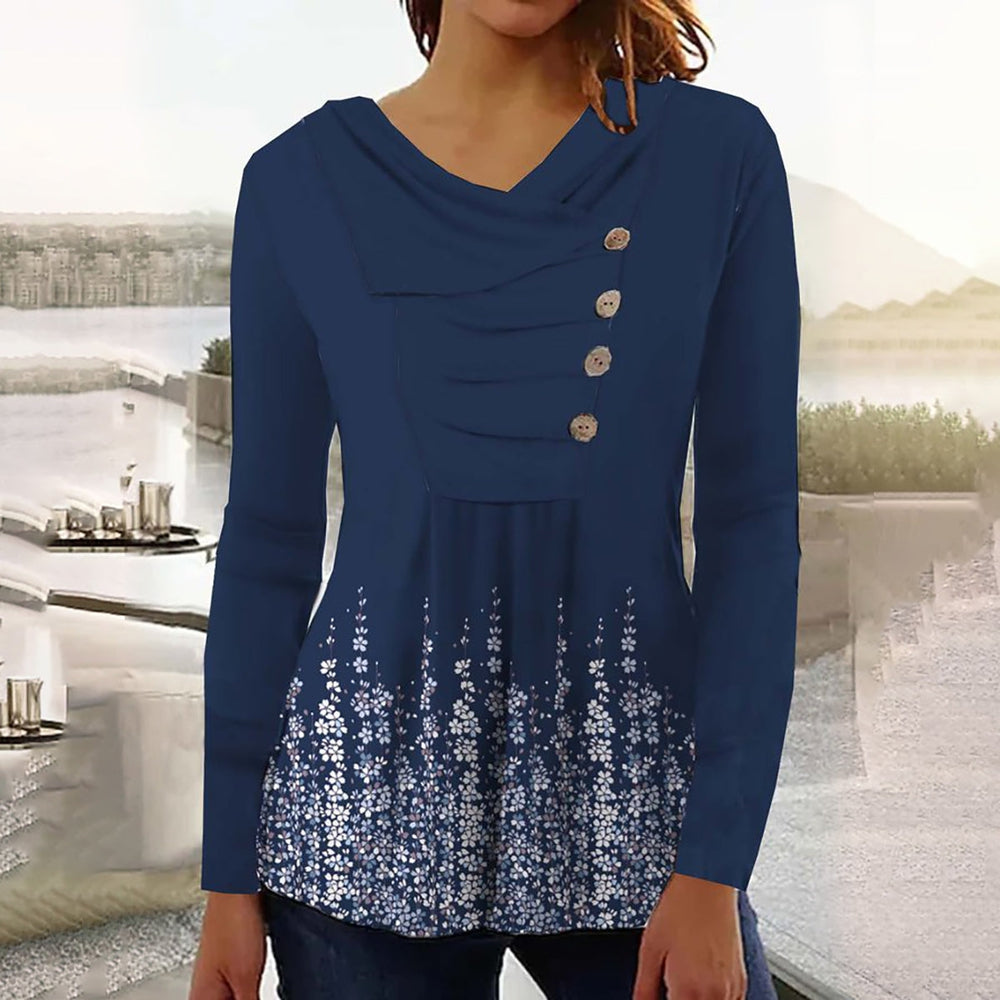 Long sleeve top with blue print