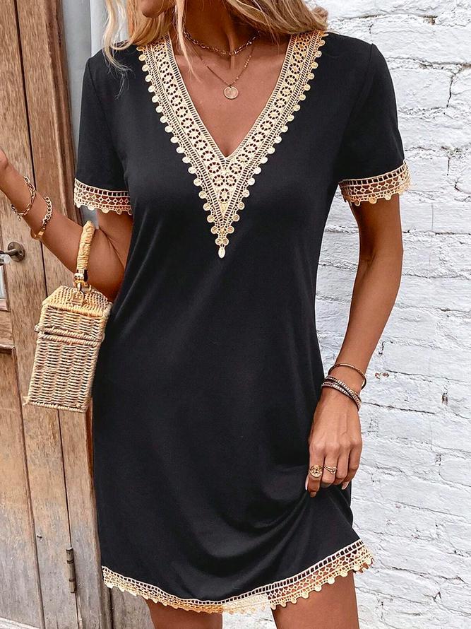 Cool short sleeve black mini dress