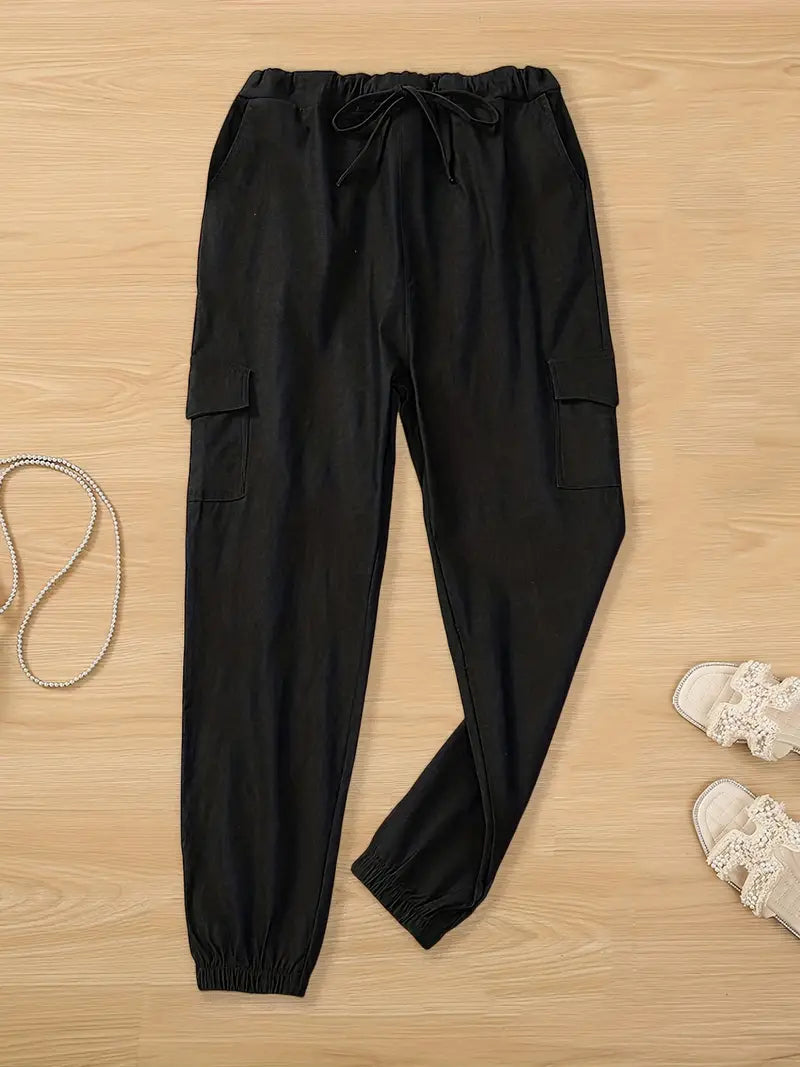 Black Urban Cargo Jogging Pants Deluxe