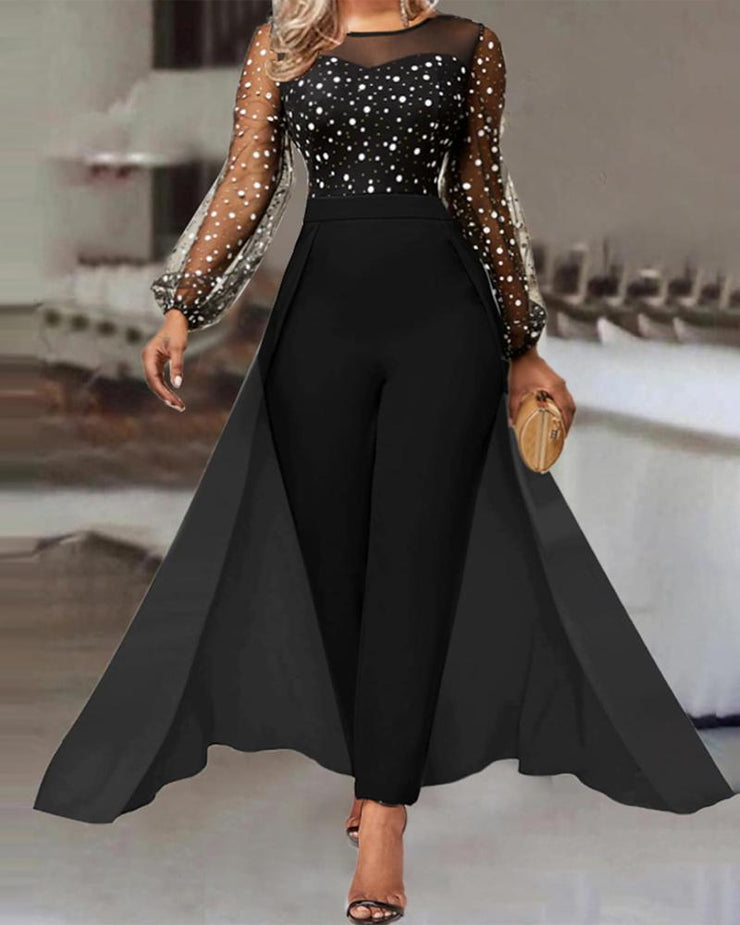 Long-sleeved trousers maxi twitter dress