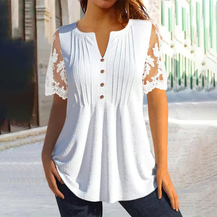 Elegant monochrome top with transparent sleeves