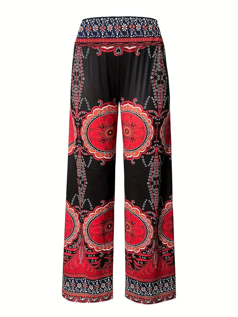 FestivalRed EthnoPrint Leisure Elegance Pants