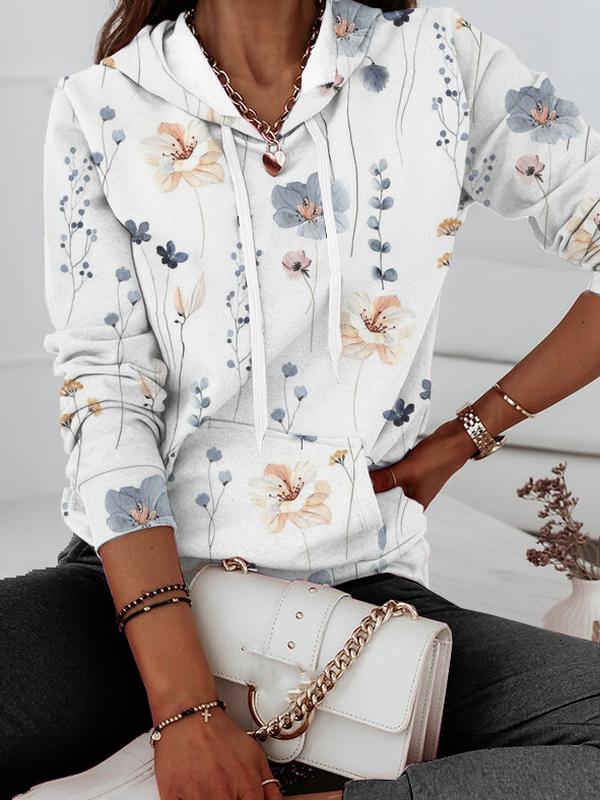 White sweatshirt with long sleeves and print