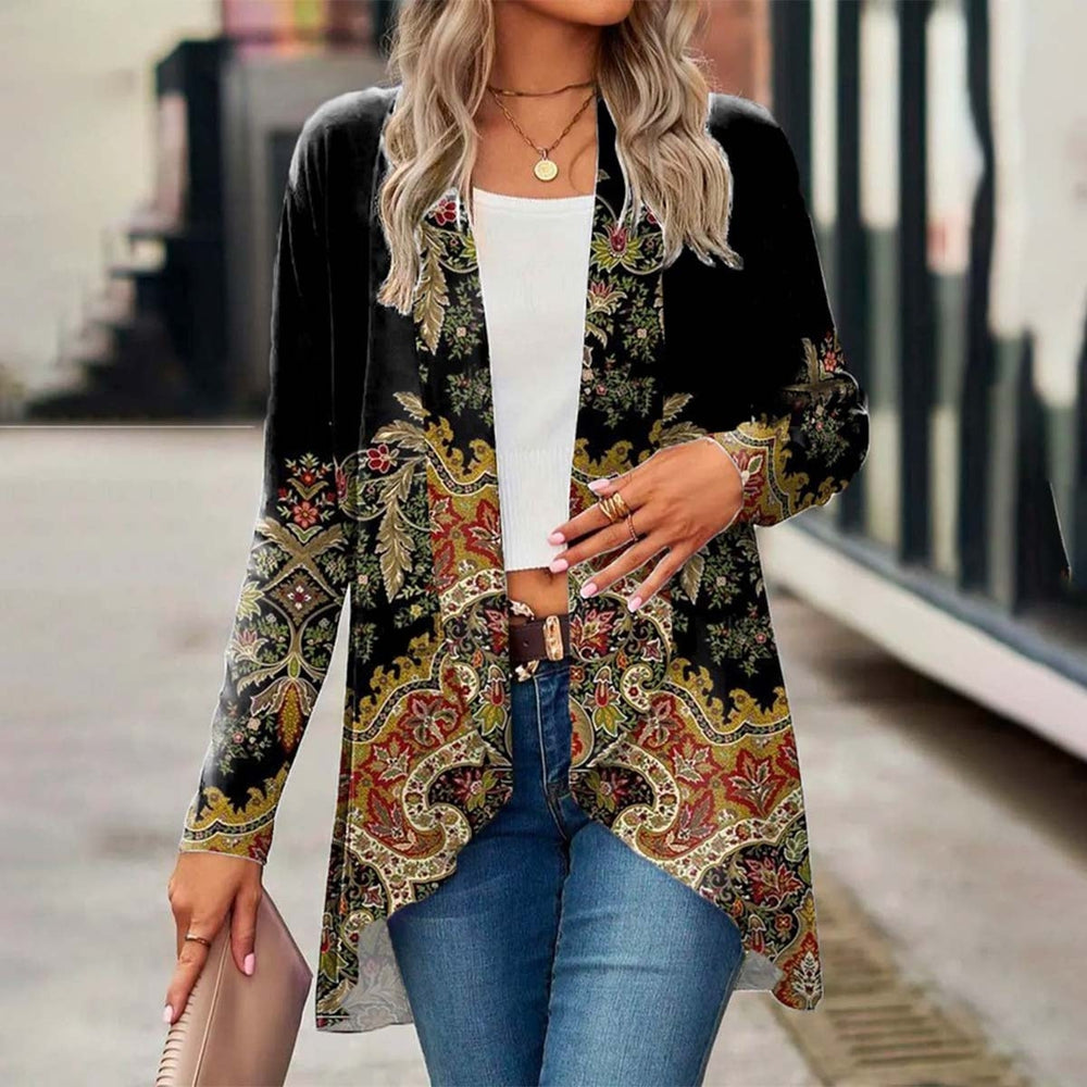 Retro Long Sleeve Printed Cardigan