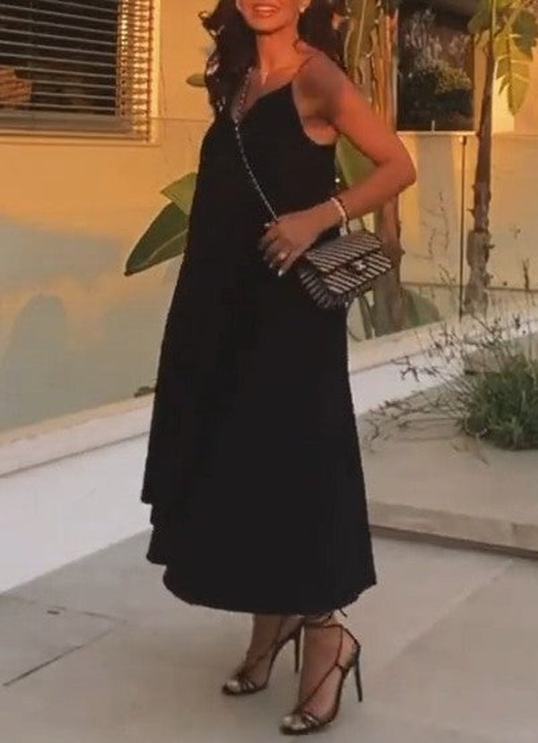 Black sleeveless monochrome maxi dress