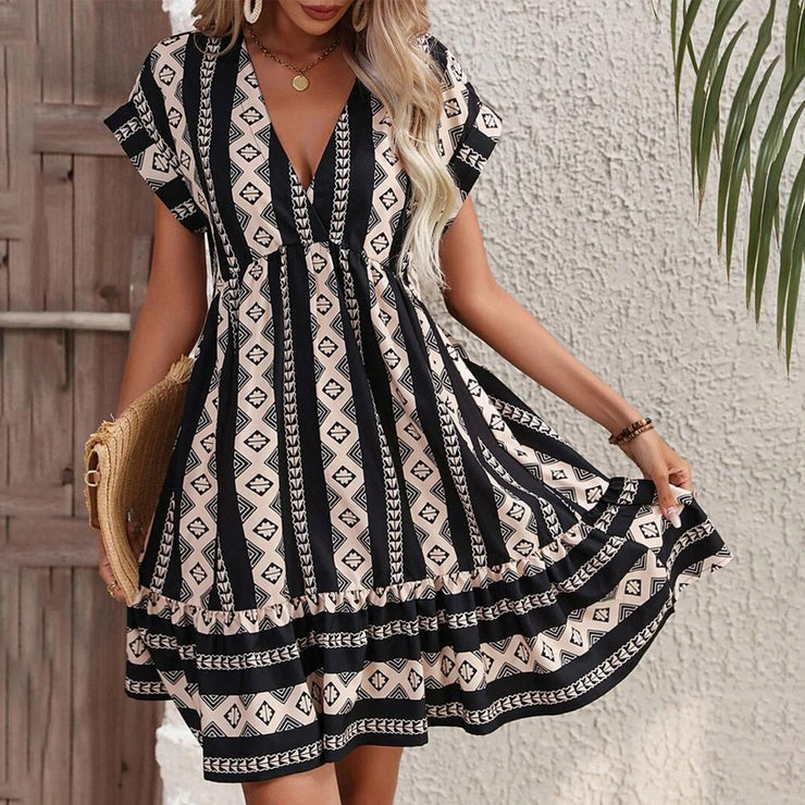 Modern mini dress with short sleeves