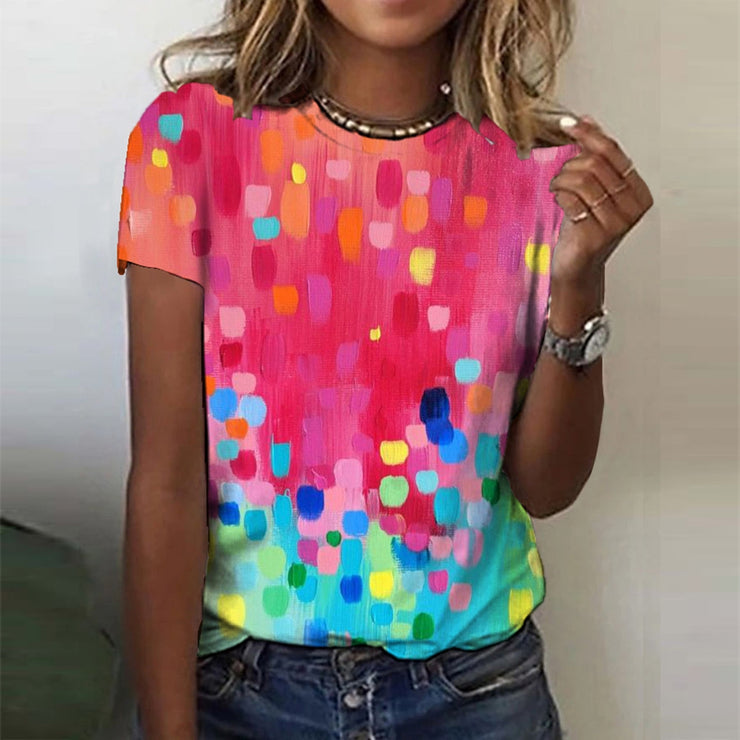 Rainbow dot top with short sleeves