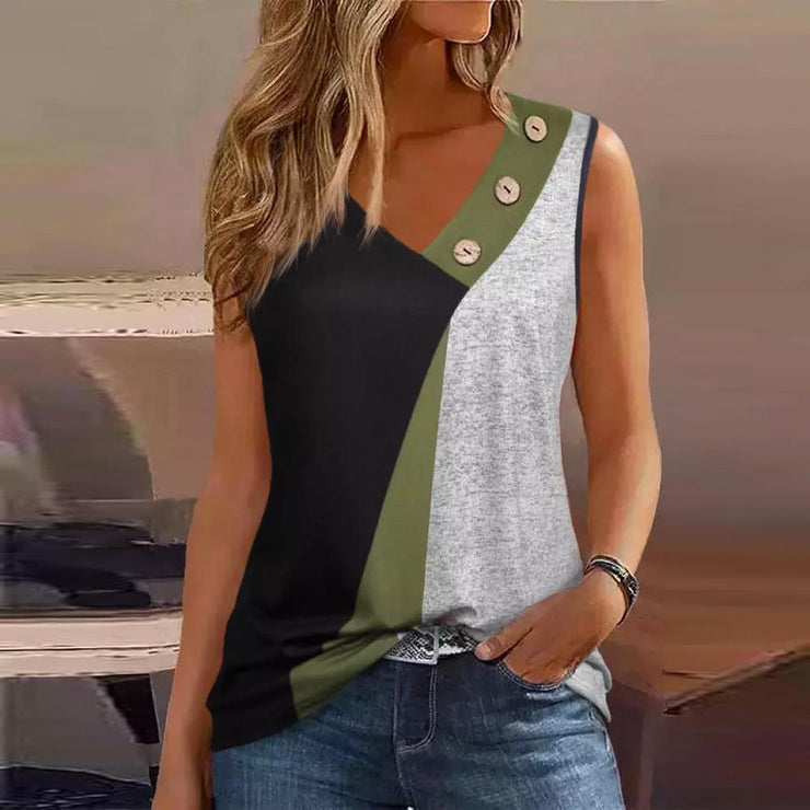 Striking sleeveless tank top with color block