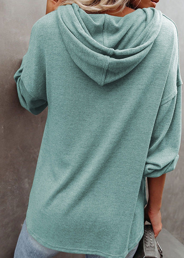 Turquoise Solid color sweatshirt with long sleeves