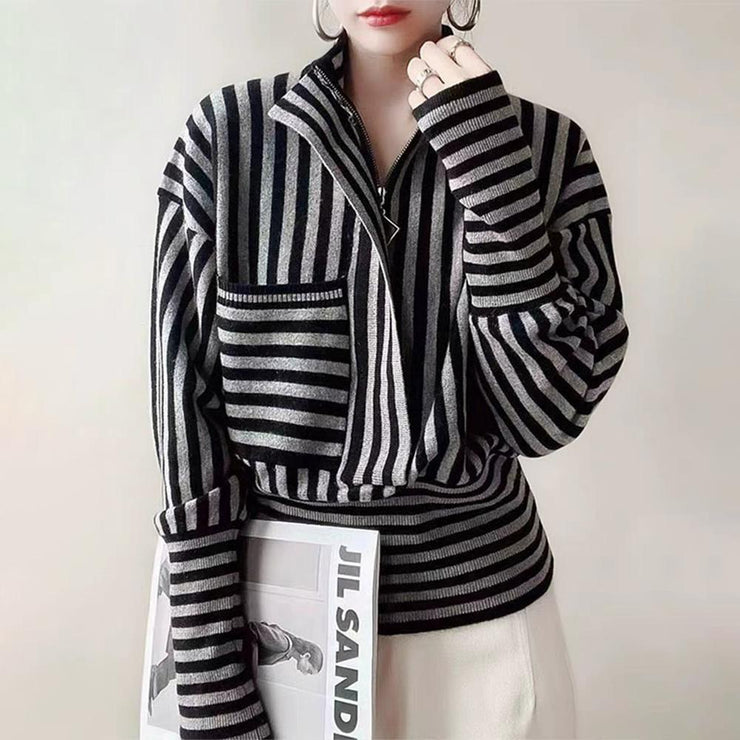 Black striped long sleeve top