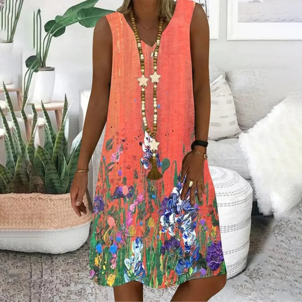 Summer blossom linen dress