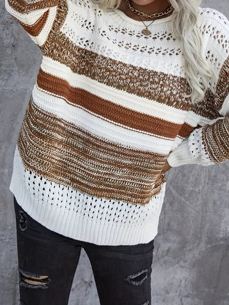 Color Block Round Neck Sweater