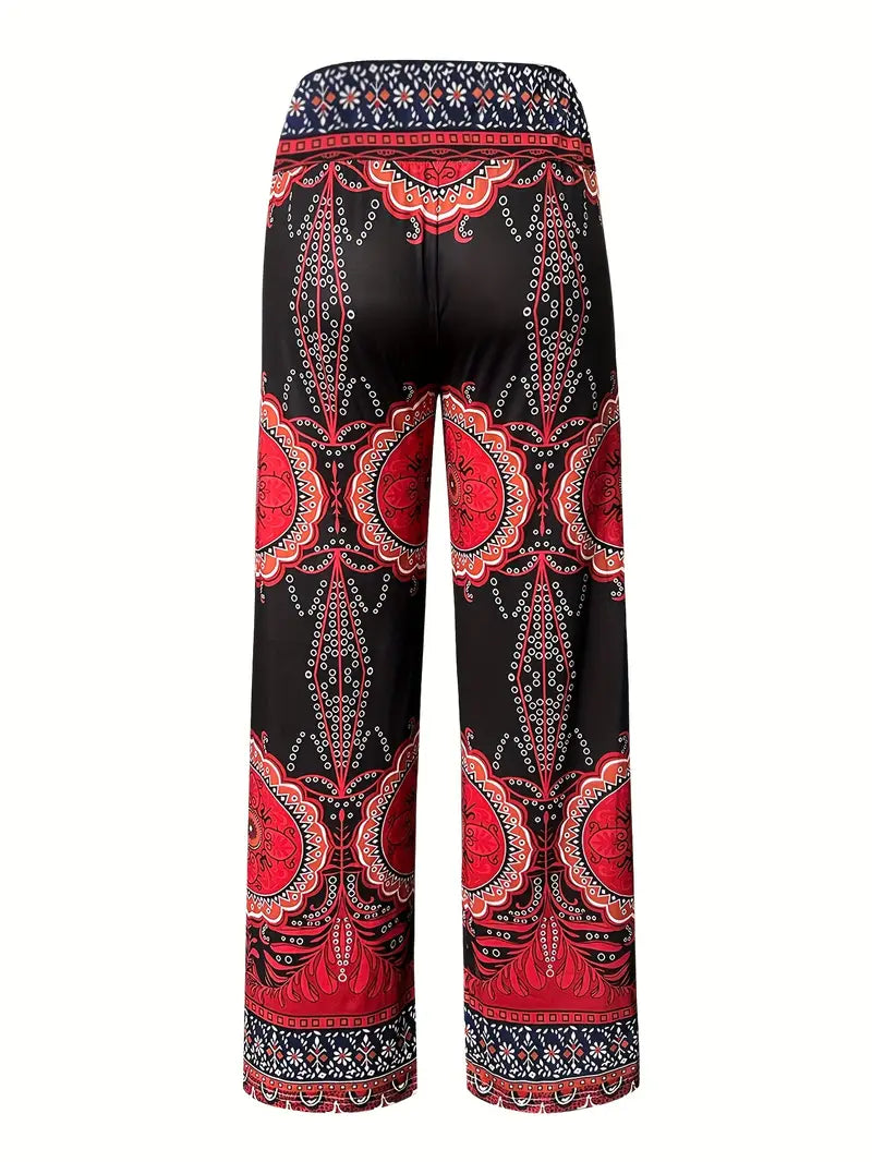 FestivalRed EthnoPrint Leisure Elegance Pants