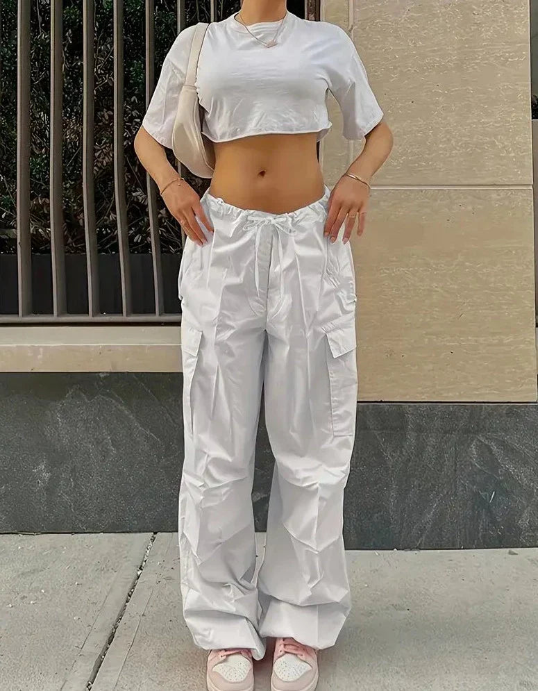 White Airy Elegance Streetstyle Palazzo Pants